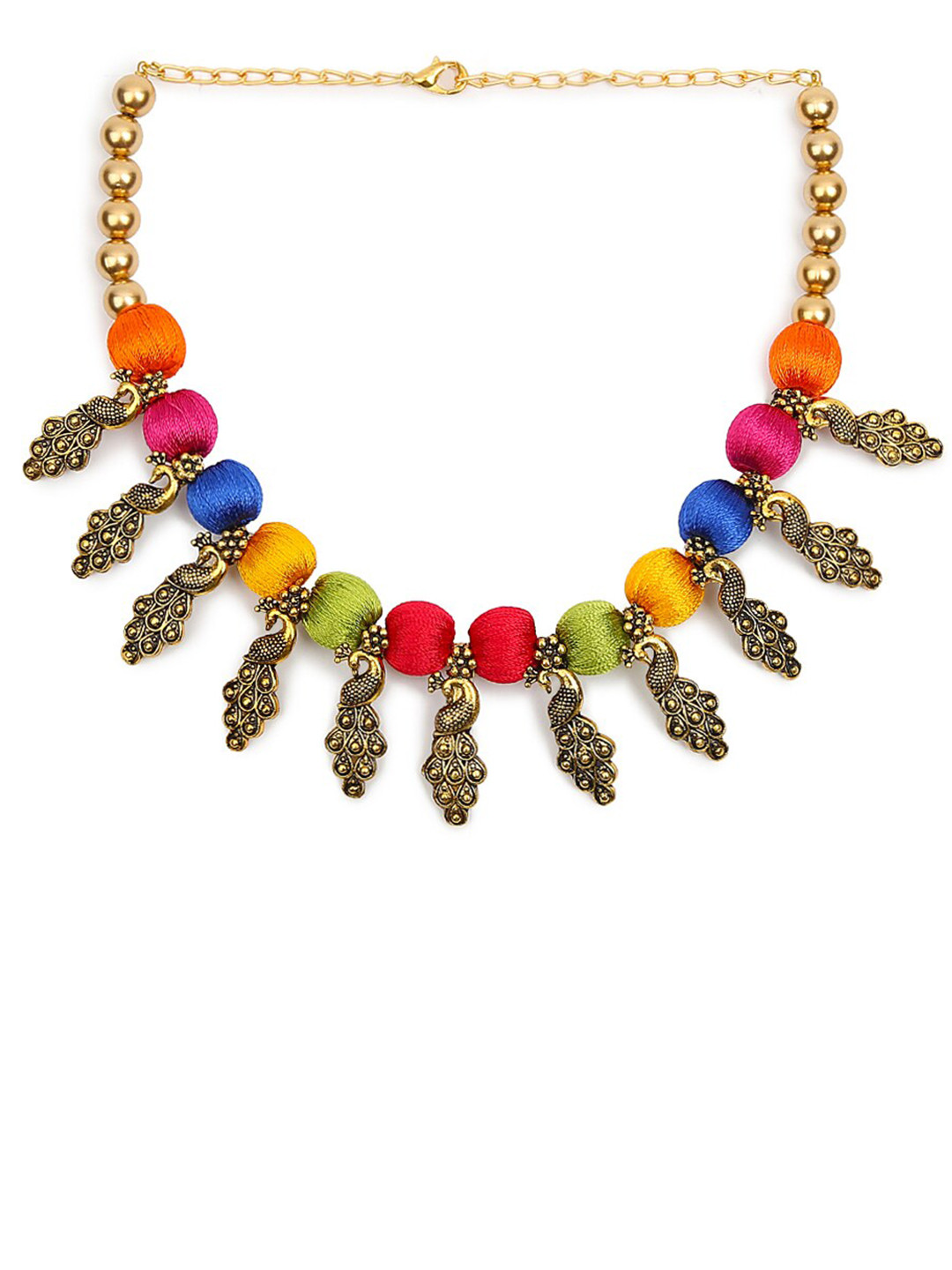 AKSHARA Gold-Toned & Orange Choker Necklace