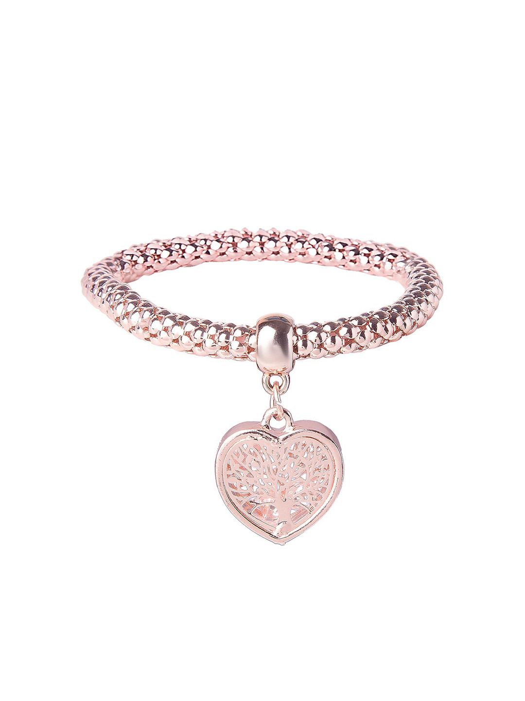 Moon Dust Women Rose Gold-Plated Brass Tree of Life & Heart Charm Bracelet