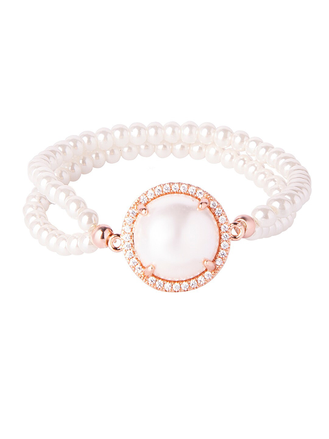 Moon Dust Women Rose Gold & White Brass American Diamond Rose Gold-Plated Charm Bracelet