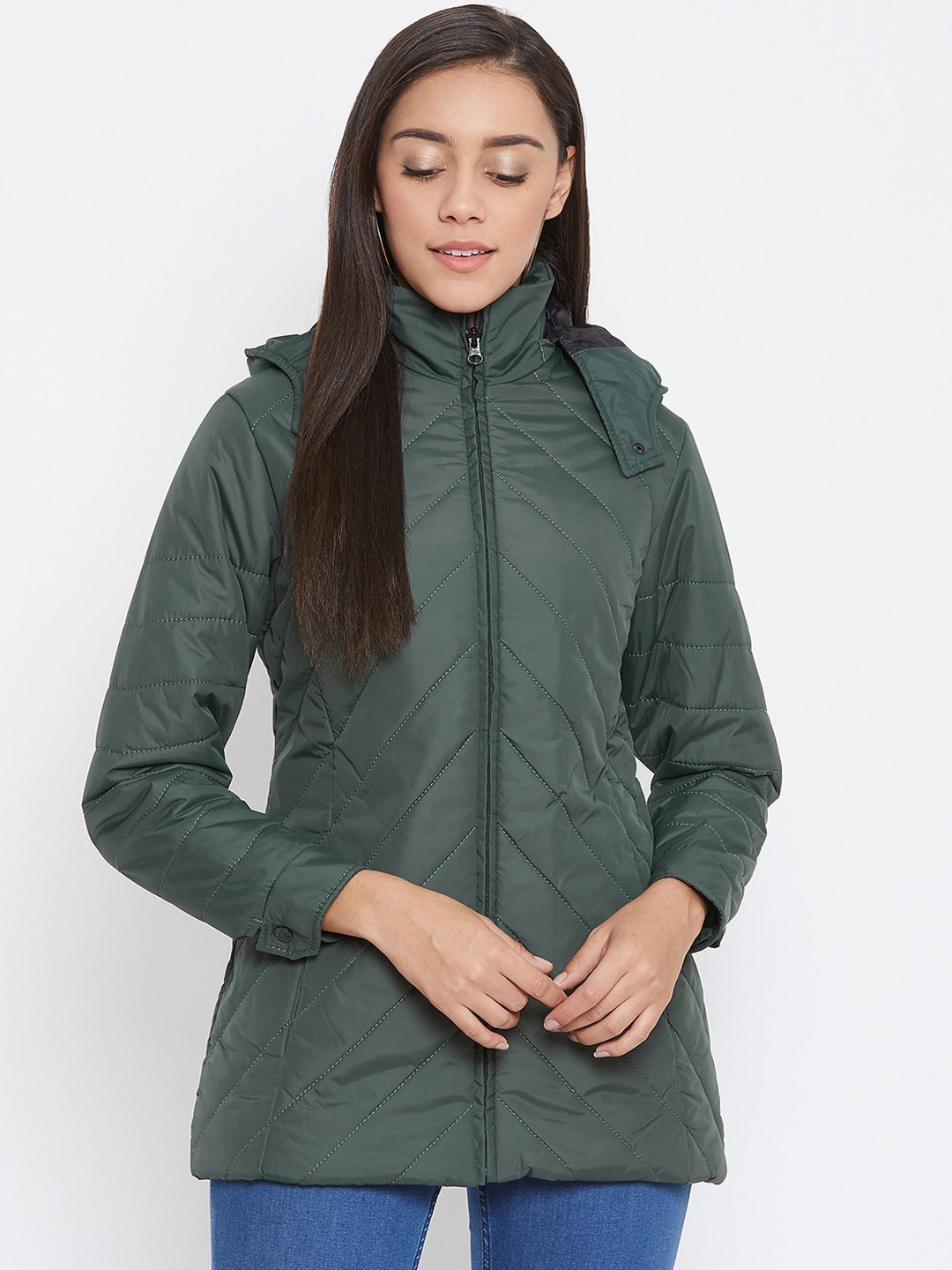 Spirit Women Olive Green Quilted Jacket