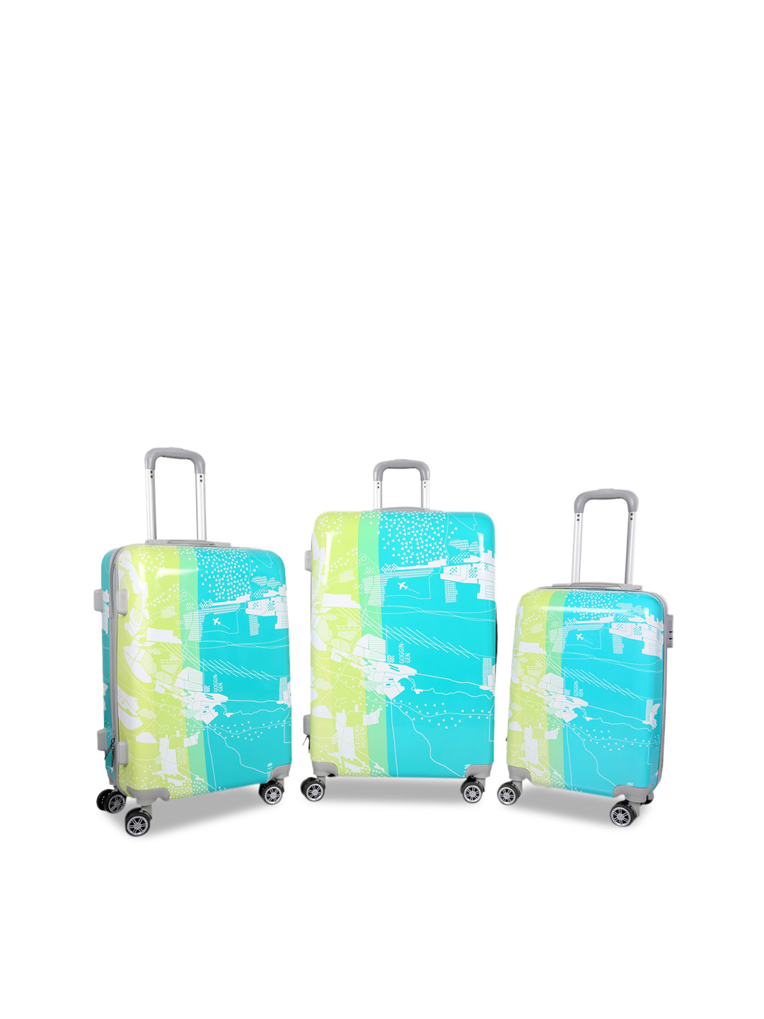 Polo Class Green 3 Pc Set Hard Luggage Trolley Bag