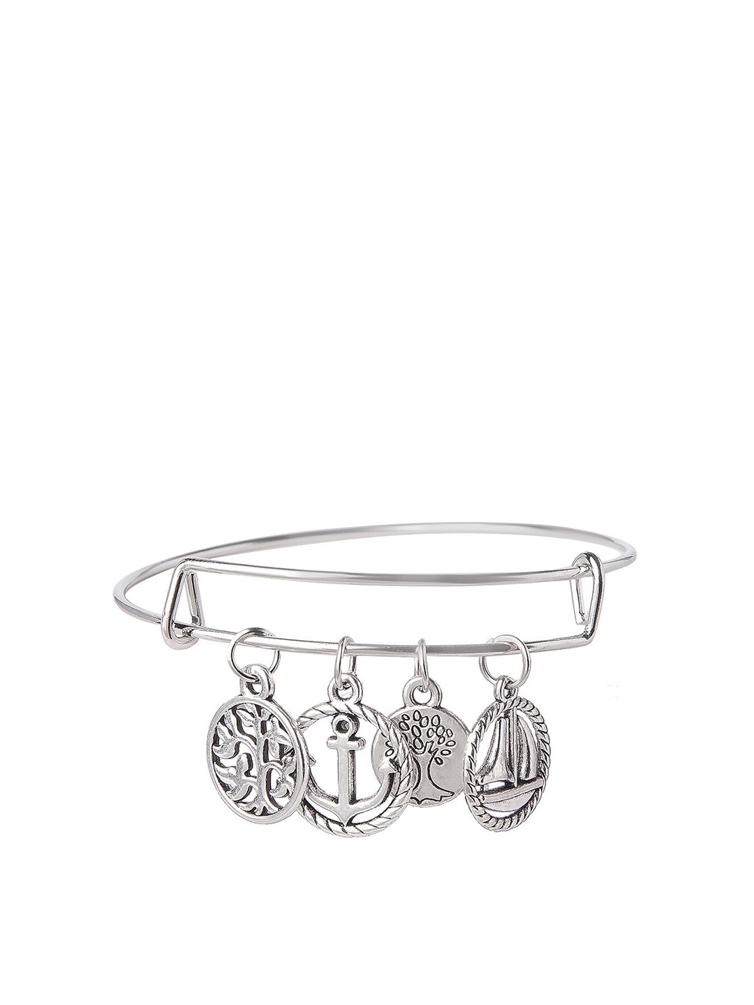 Moon Dust Women Silver-Toned Brass Silver-Plated Bangle-Style Bracelet