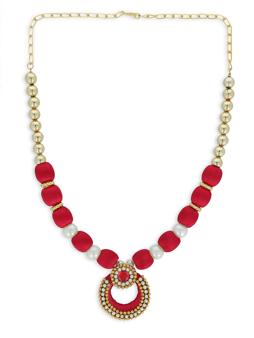 AKSHARA Red & White Choker Necklace