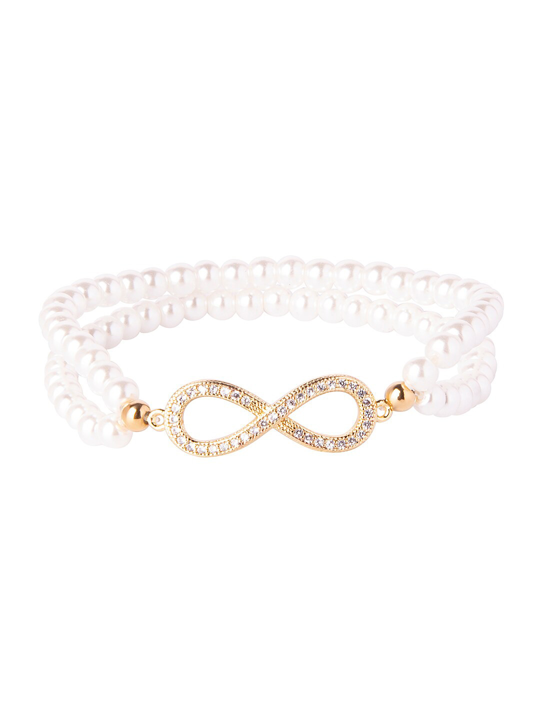 Moon Dust Women Gold-Toned & White Brass Cubic Zirconia Gold-Plated Charm Bracelet