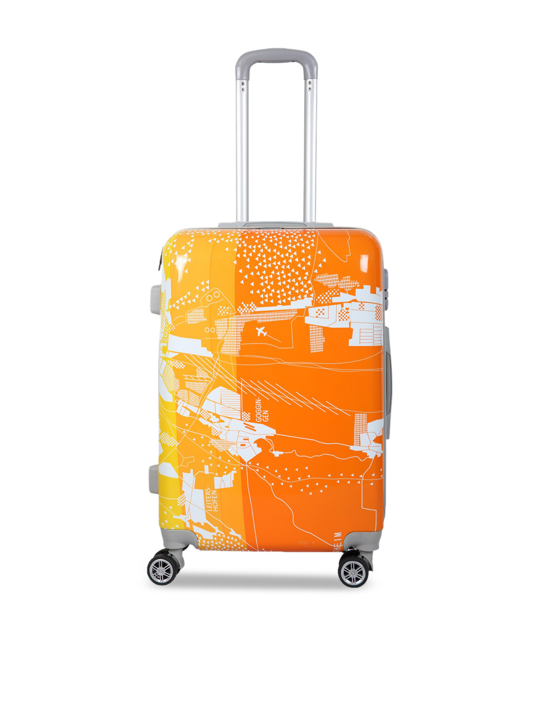 Polo Class Orange & Yellow Printed Hard-Sided Waterproof Large Trolley Bag