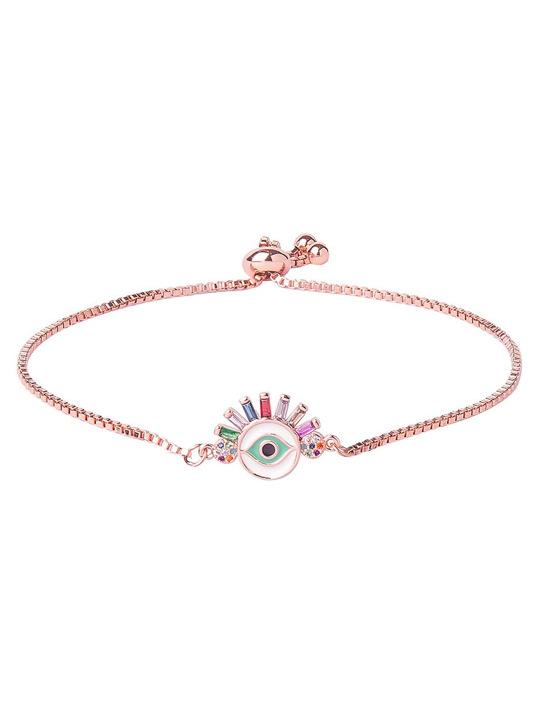 Moon Dust Women Rose Gold Brass American Diamond Rose Gold-Plated Charm Bracelet