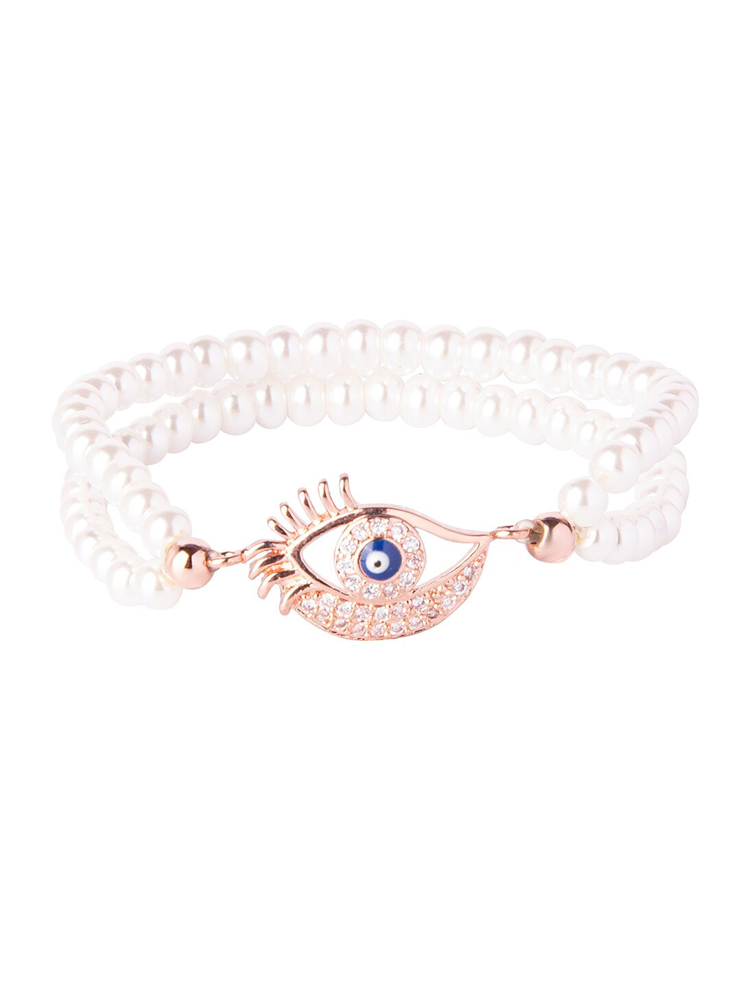 Moon Dust Women Rose Gold & White Brass American Diamond Rose Gold-Plated Charm Bracelet