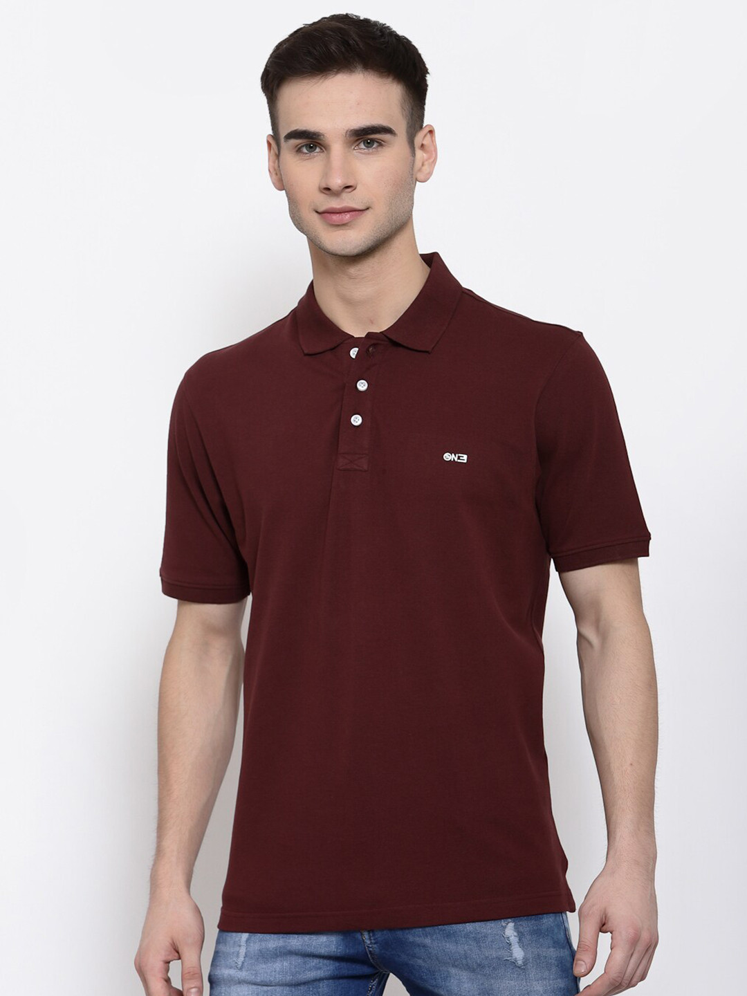 513 Men Maroon Polo Collar T-shirt