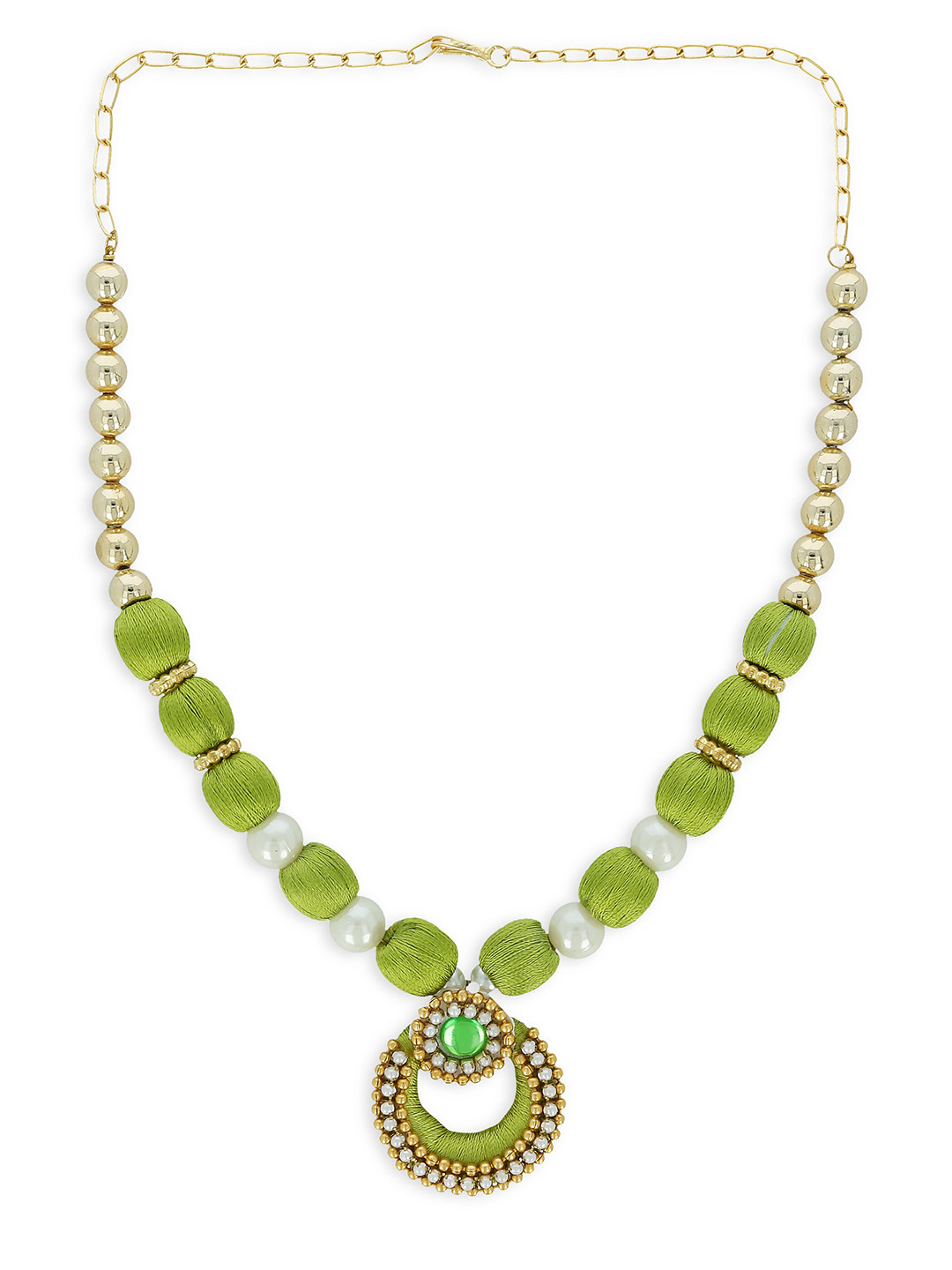 AKSHARA Women Green Handcrafted Chocker Necklace