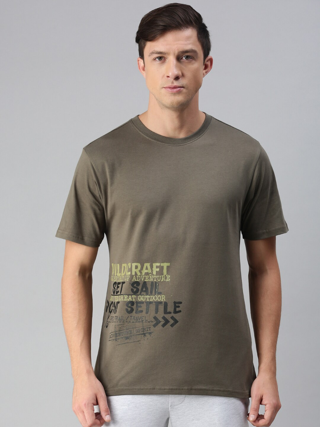 Wildcraft Men Olive Green Typography Printed T-shirt