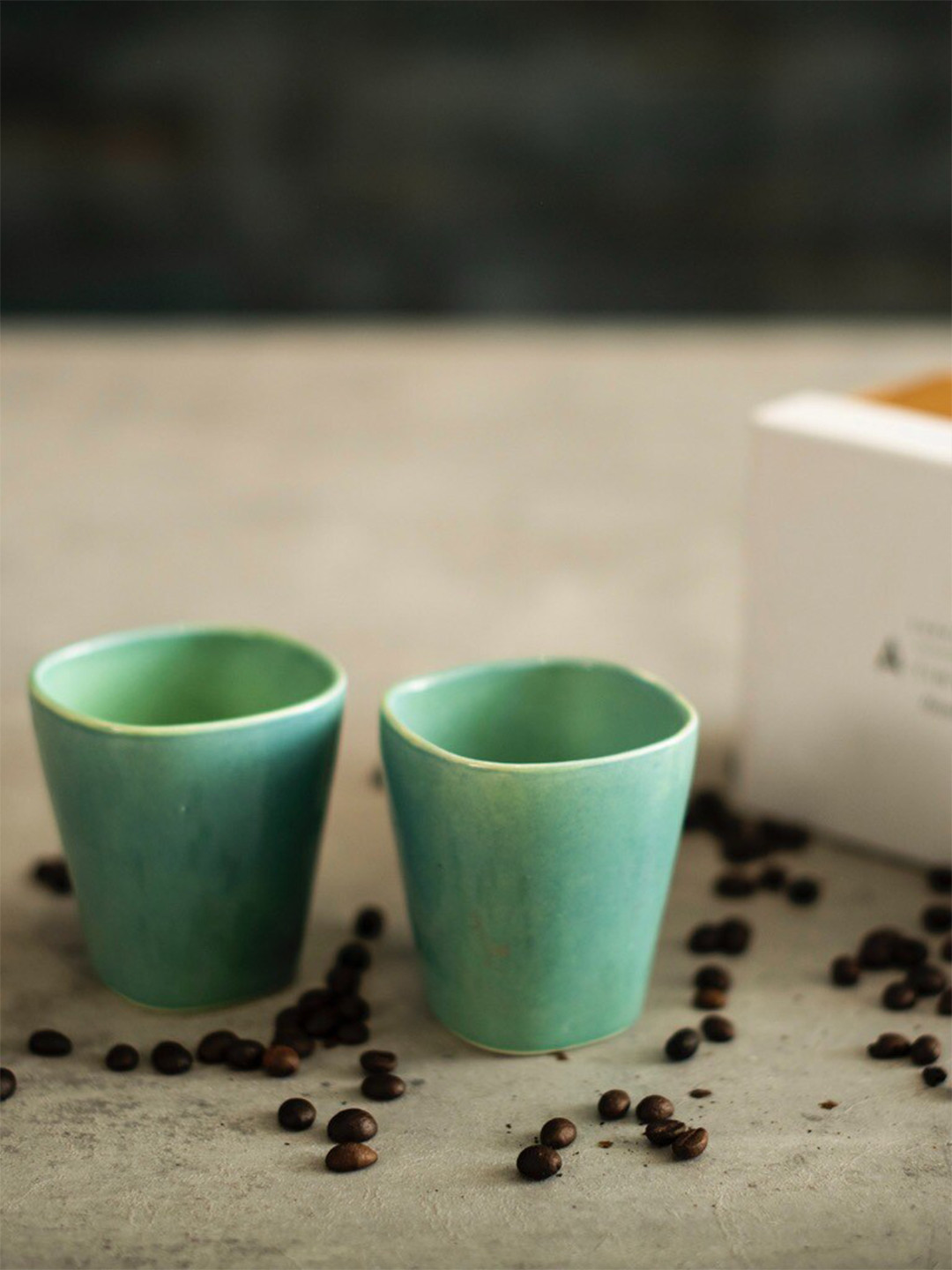 A Tiny Mistake Set of 2 Green Handcrafted Solid Ceramic Glossy Mugs