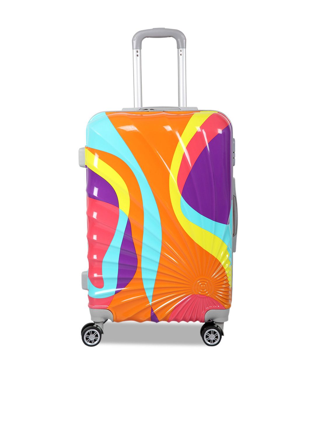 Polo Class Orange & Purple Printed Hard Sided Cabin Trolley Bag