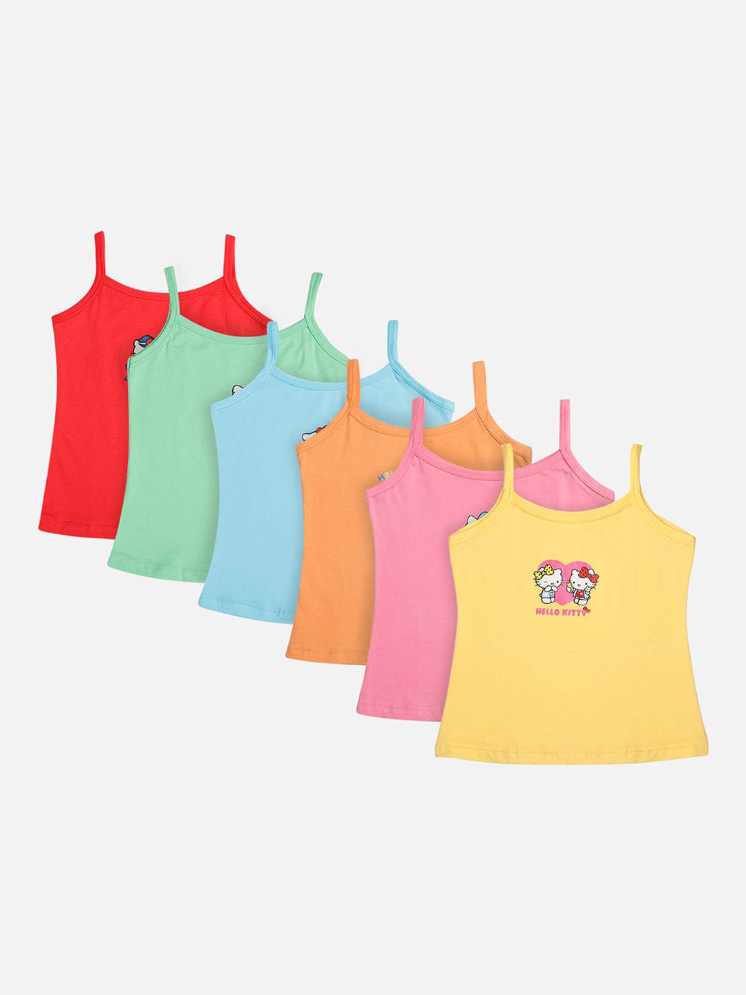 Bodycare Kids Girls Pack Of 6 Assorted Hello Kitty Printed Vests