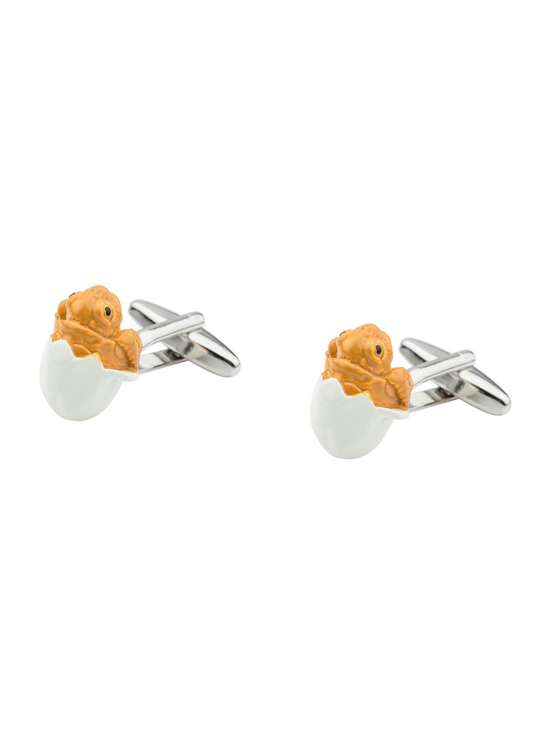 The Tie Hub Yellow & Silver-Toned Quirky Cufflink