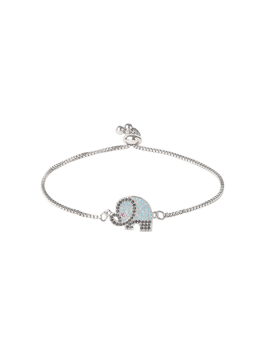 Moon Dust Women Silver-Toned Brass American Diamond Silver-Plated Charm Bracelet