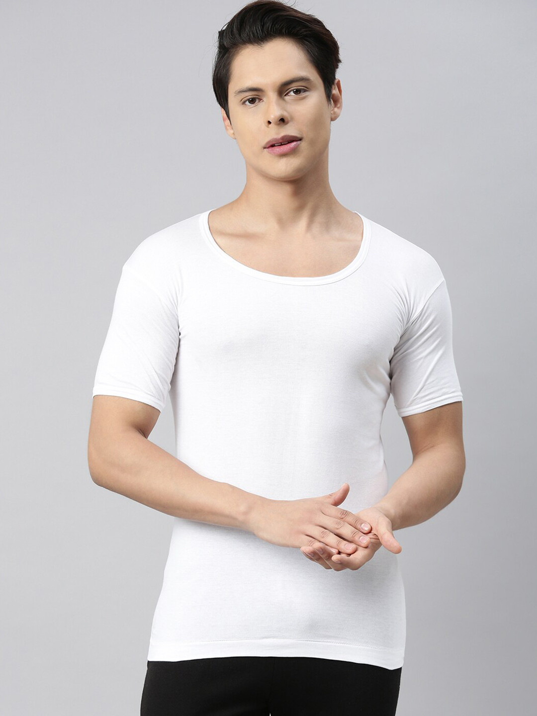 VIP Men Pack Of 4 White Solid Cotton Innerwear Vest