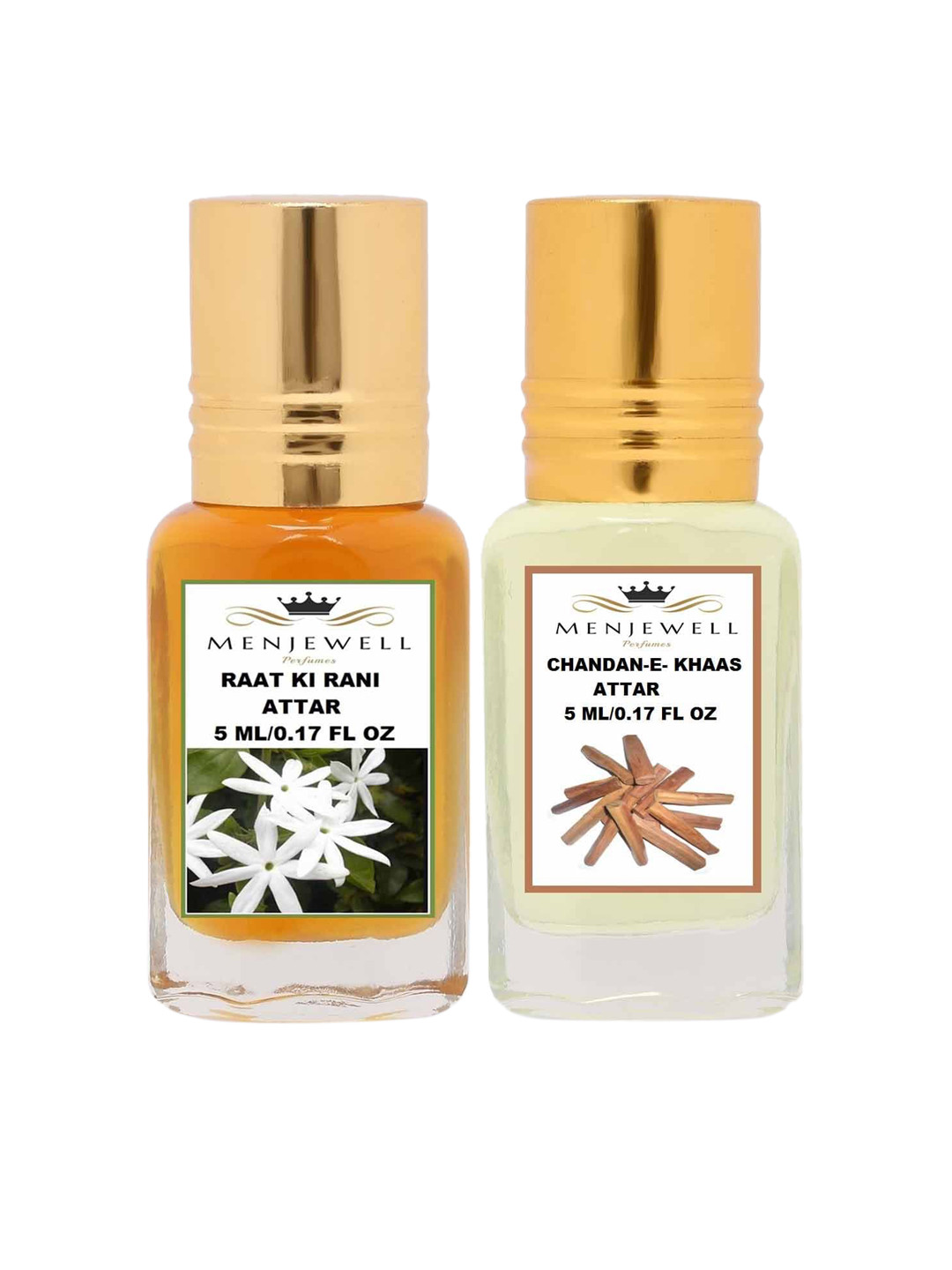 Menjewell Set of 2 Raat Ki Rani & Chandan-E-Khaas Attar 10 ml