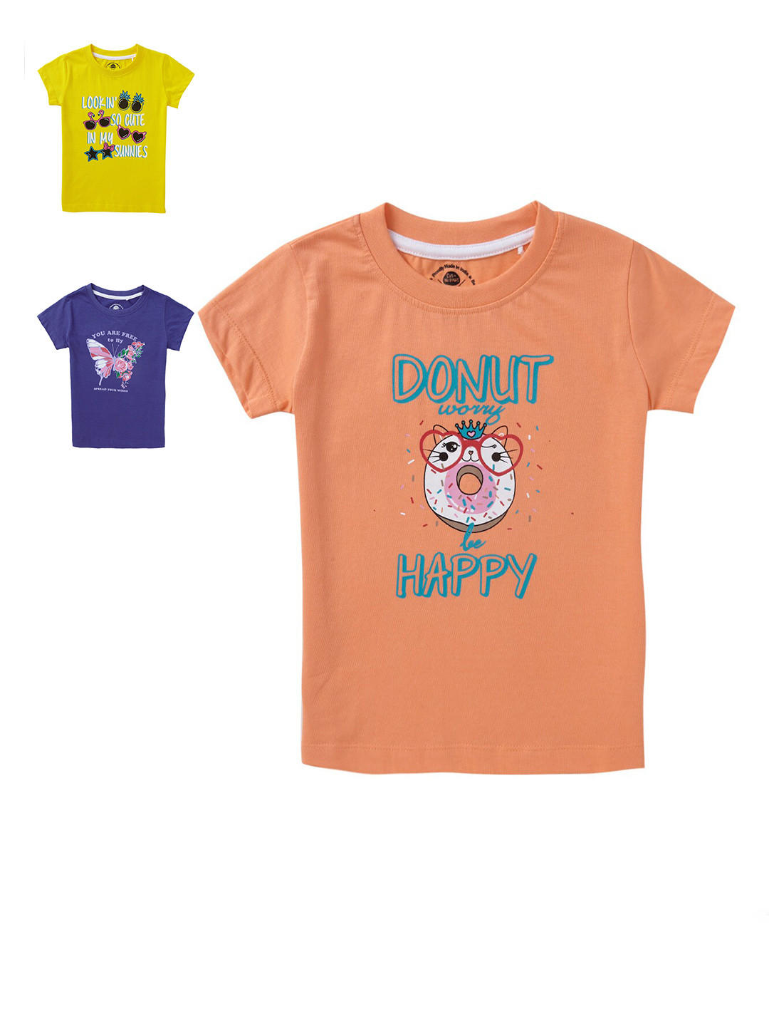 Cub McPaws Girls Multi 3 Printed Applique T-shirt