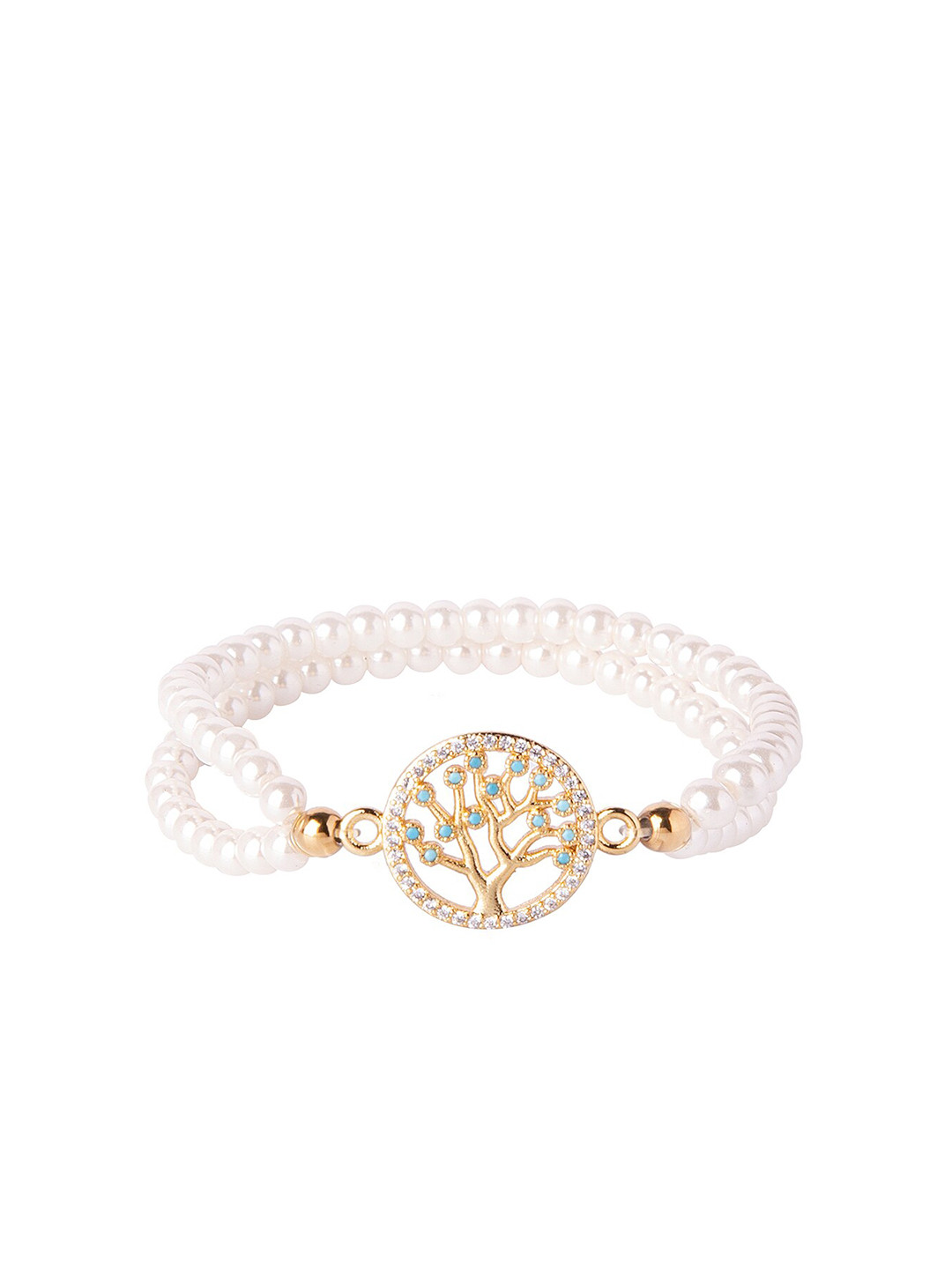 Moon Dust Women White Brass Cubic Zirconia Gold-Plated Charm Bracelet