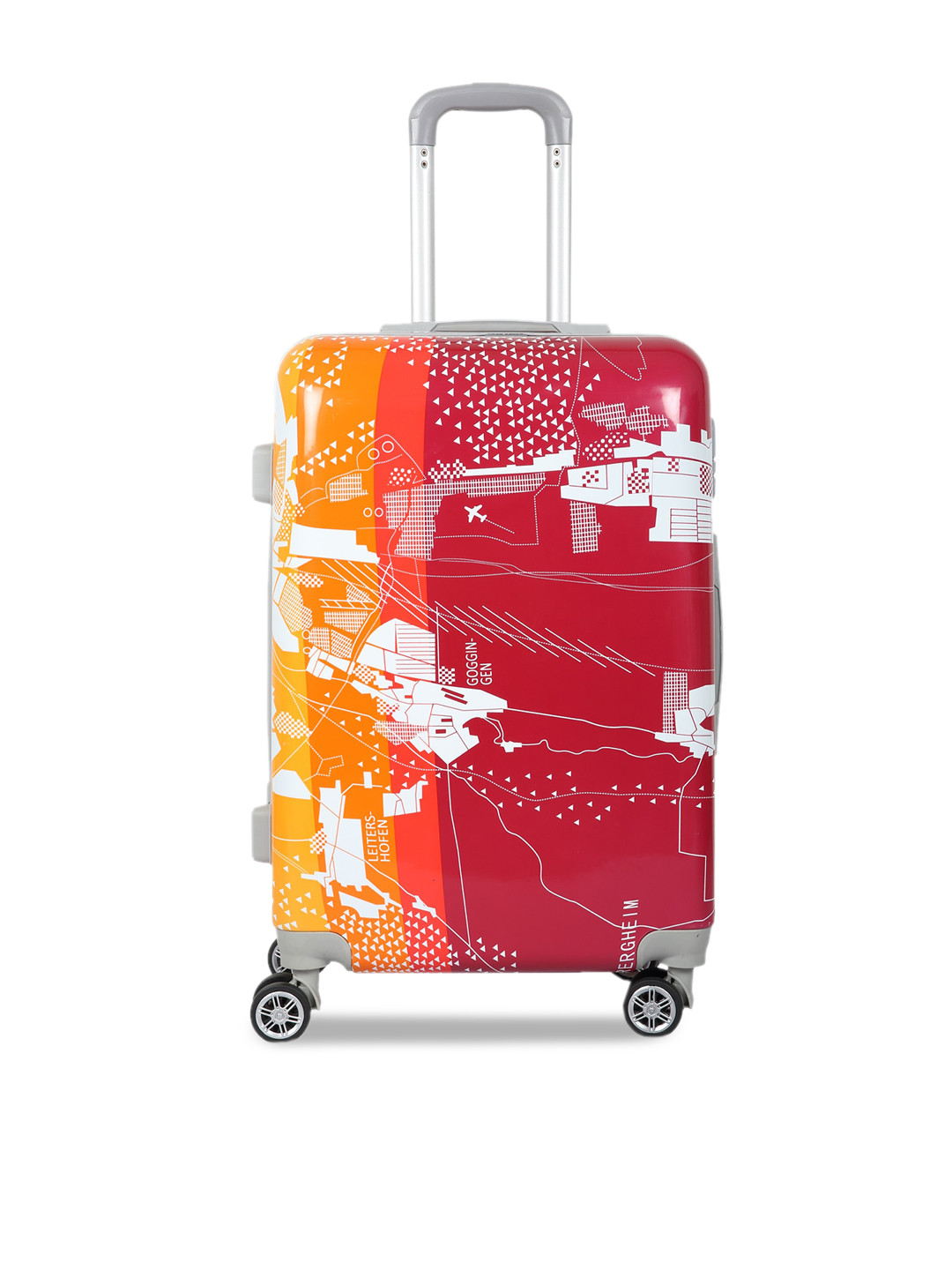 Polo Class Red & Orange Printed Hard-Sided Large Trolley Suitcase