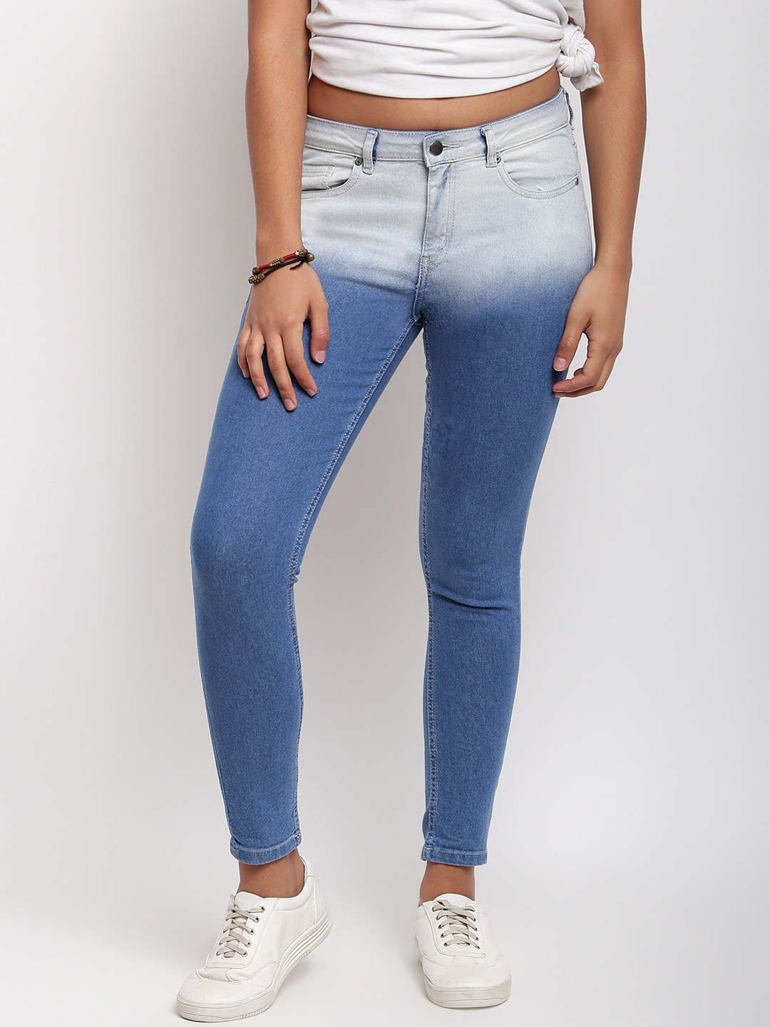 TALES & STORIES Women Blue Skinny Fit Faded Jeans