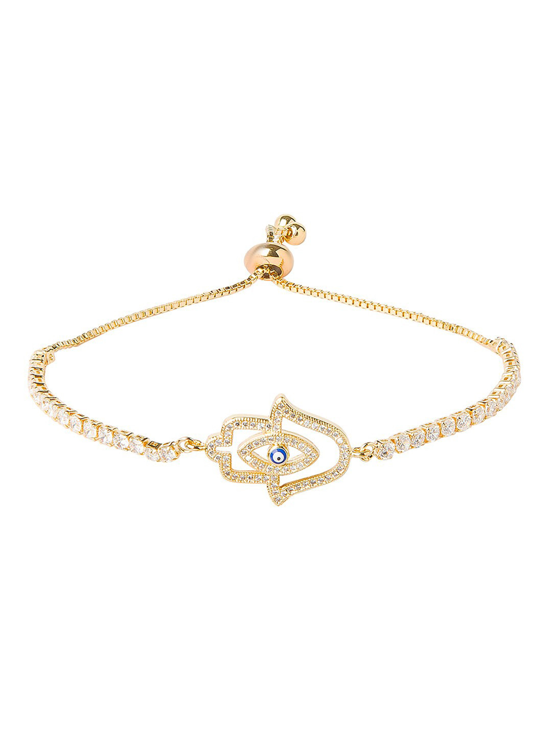 Moon Dust Women Gold-Toned & Transparent Brass Cubic Zirconia Gold-Plated Charm Bracelet