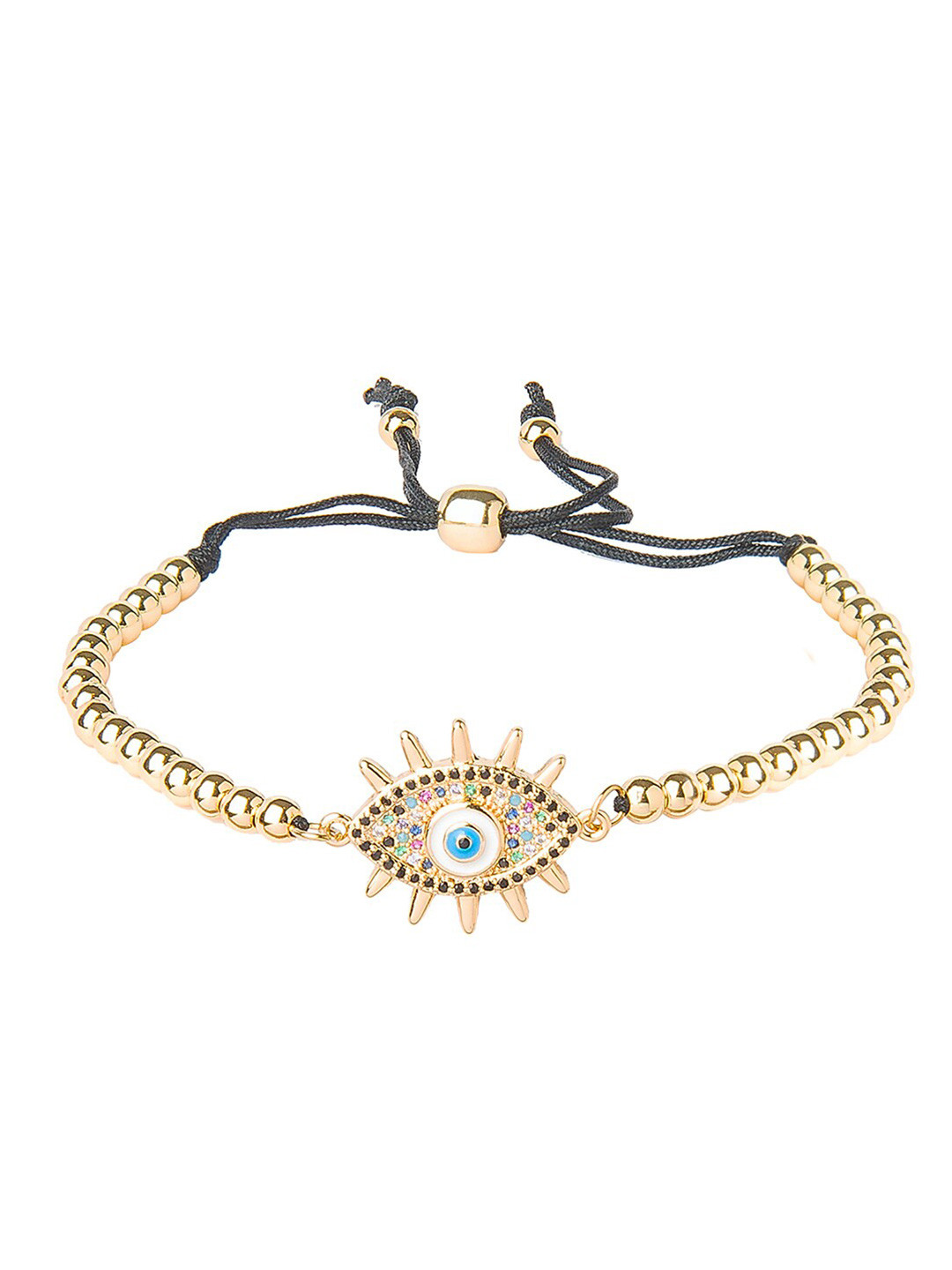 Moon Dust Women Gold-Toned & Blue Brass American Diamond Gold-Plated Charm Bracelet