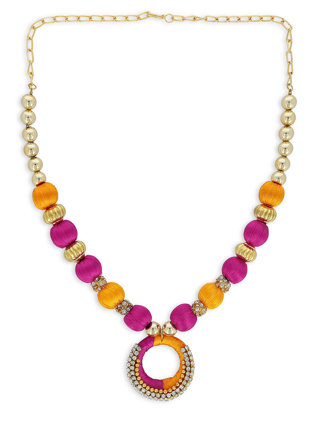 AKSHARA Gold-Toned & Magenta Choker Necklace
