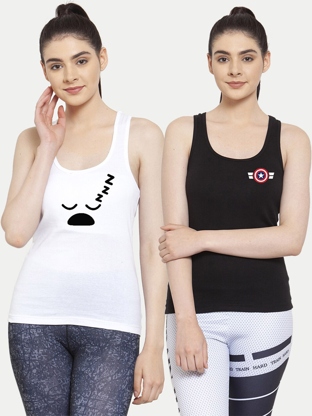 Friskers Pack Of 2 White & Black Tank Tops
