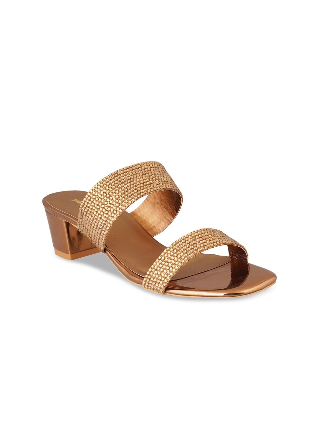 pelle albero Gold-Toned Embellished Block Sandals