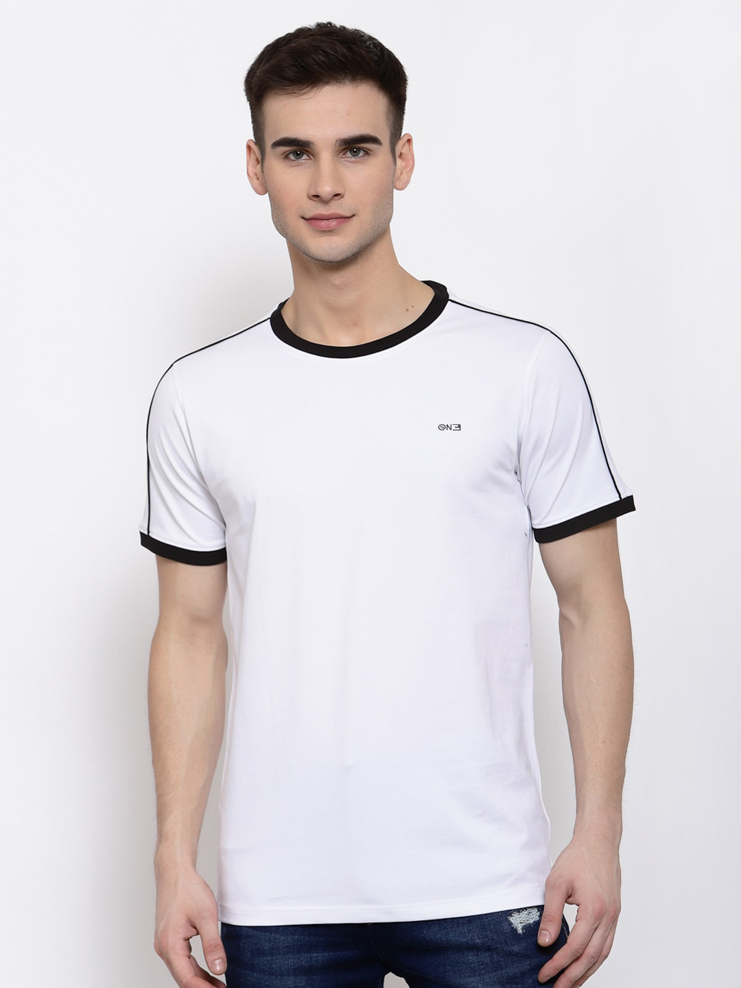 513 Men White Round Neck T-Shirt
