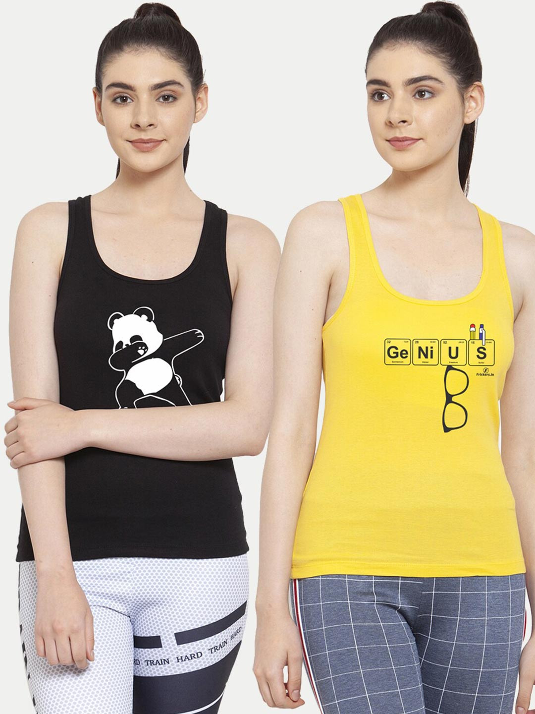 Friskers Pack Of 2 Black & Yellow Tank Tops
