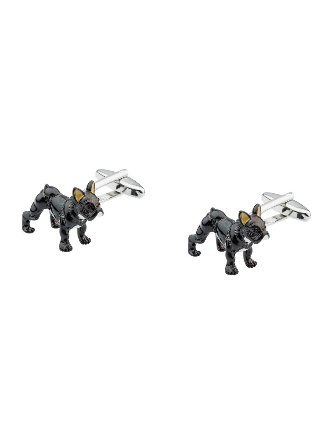The Tie Hub Black & Silver-Toned Dog Cufflinks
