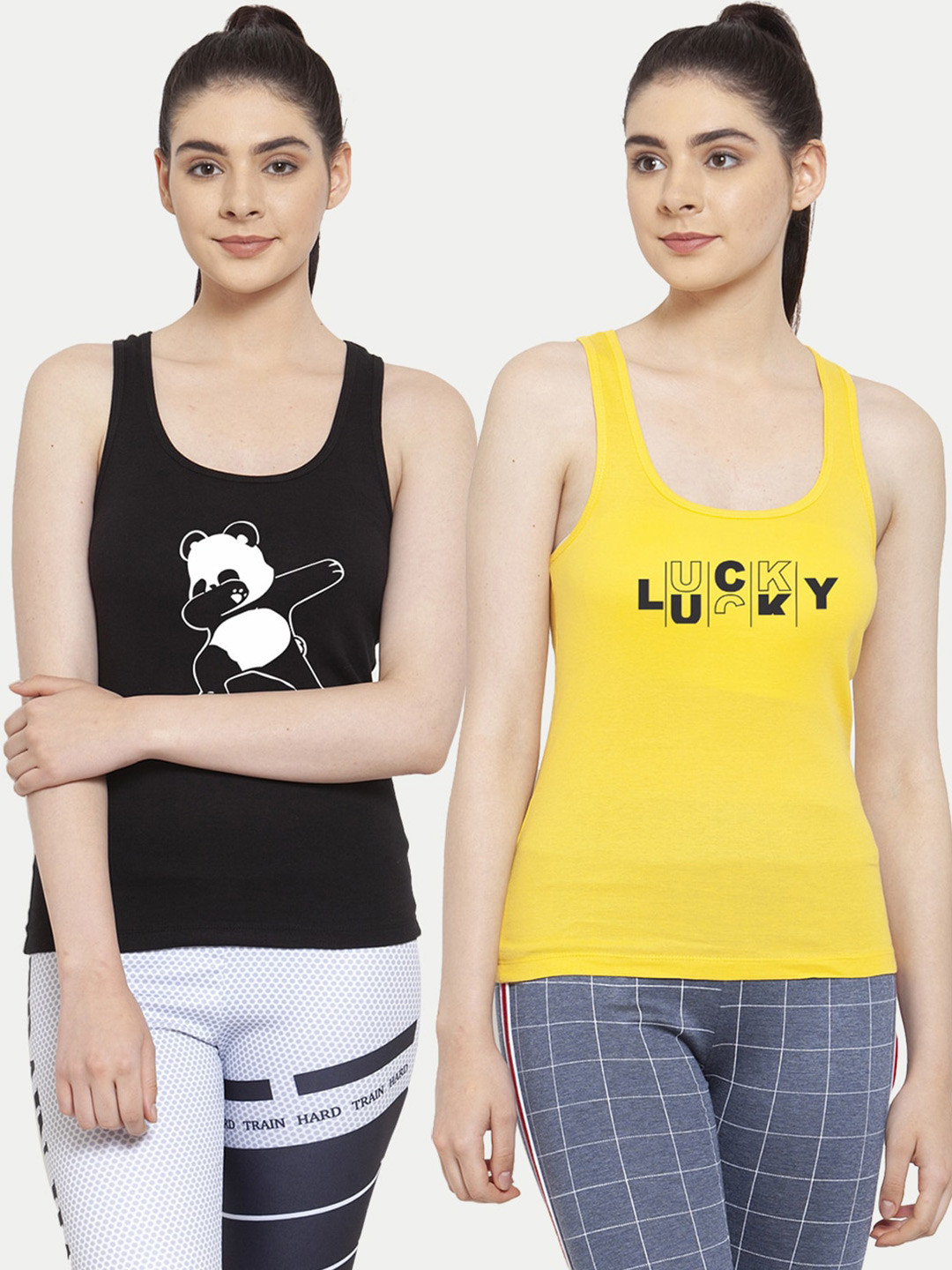 Friskers Pack Of 2 Black & Yellow Tank Tops