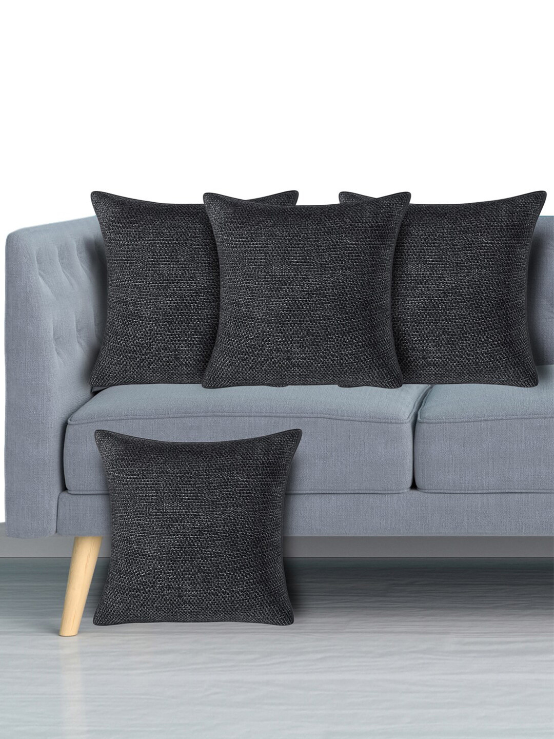 Kuber Industries Jute Cotton Durable 4 Pcs Textured Square Cushion Covers - 16 x 16 In