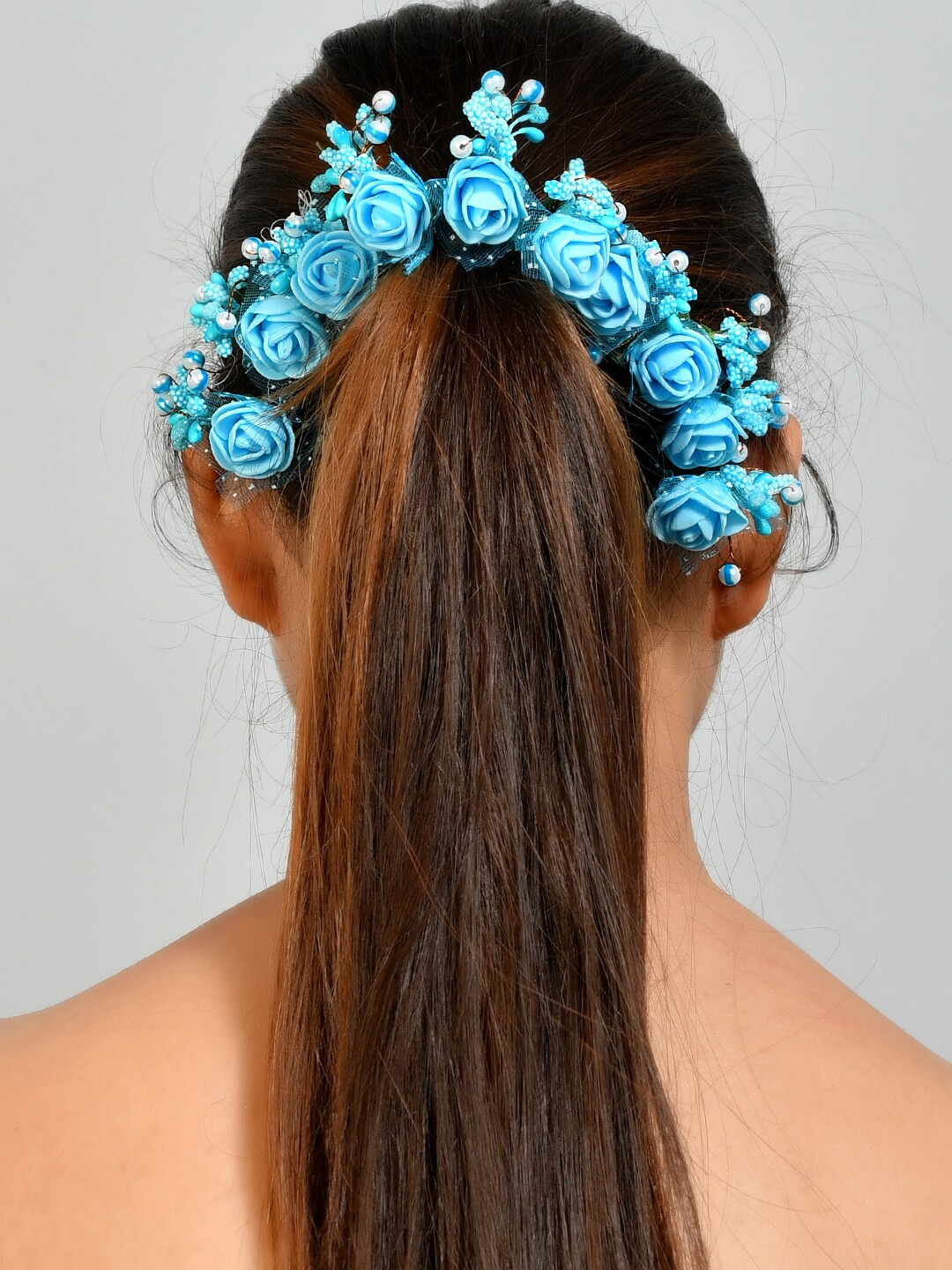 Silvermerc Designs Women Blue & Black Set Of 10 Lace U Pins