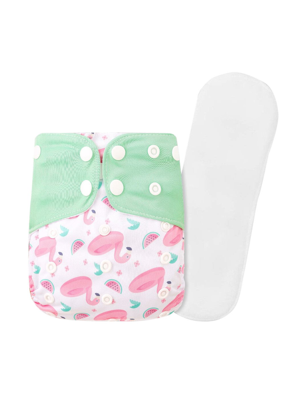GUCHIGU Kids White & Pink Printed Reusable Cloth Diaper With Pad