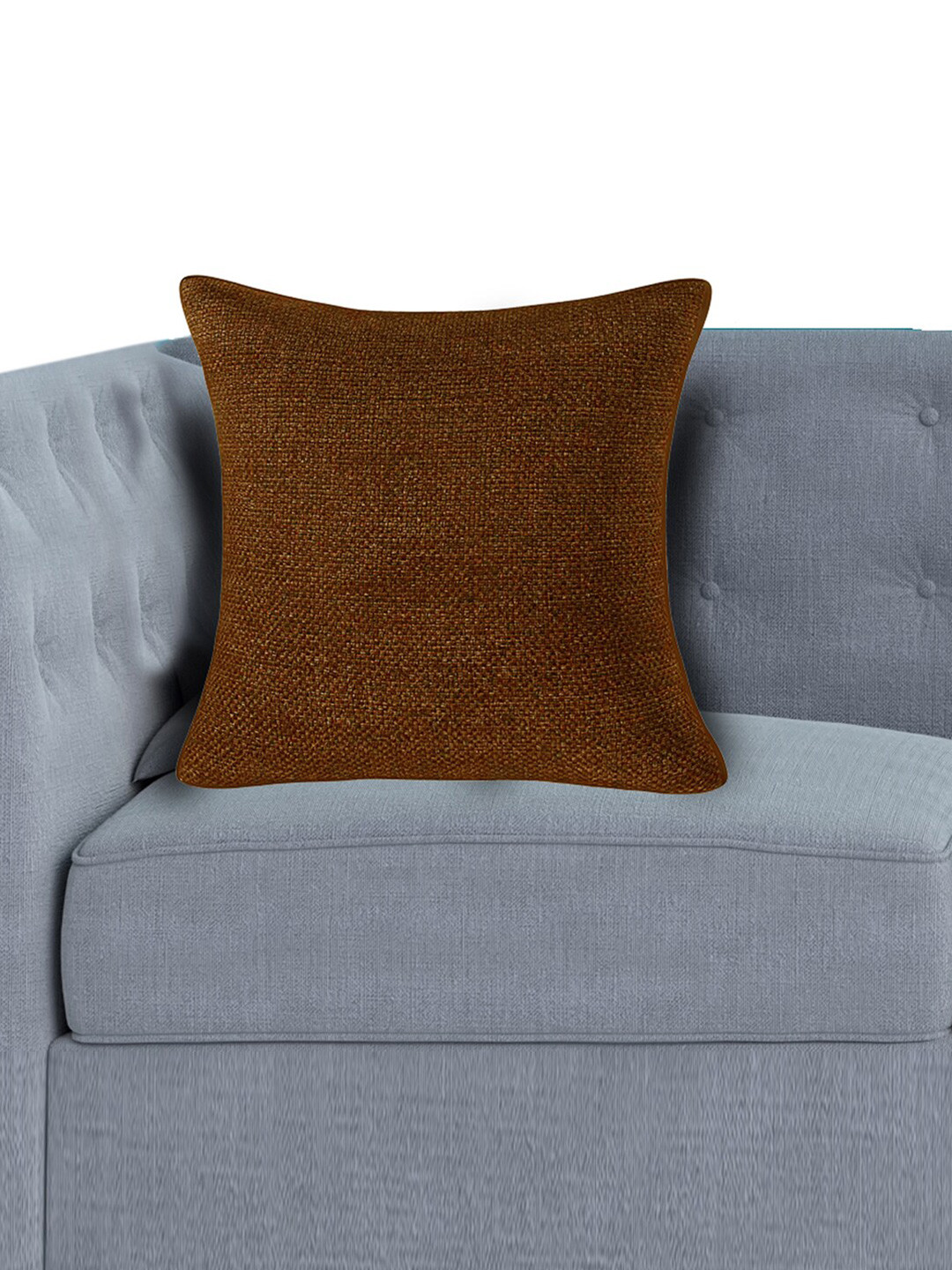 Kuber Industries Brown Jute Cotton Durable Textured Square Cushion Covers - 23.6 x 23.6 In