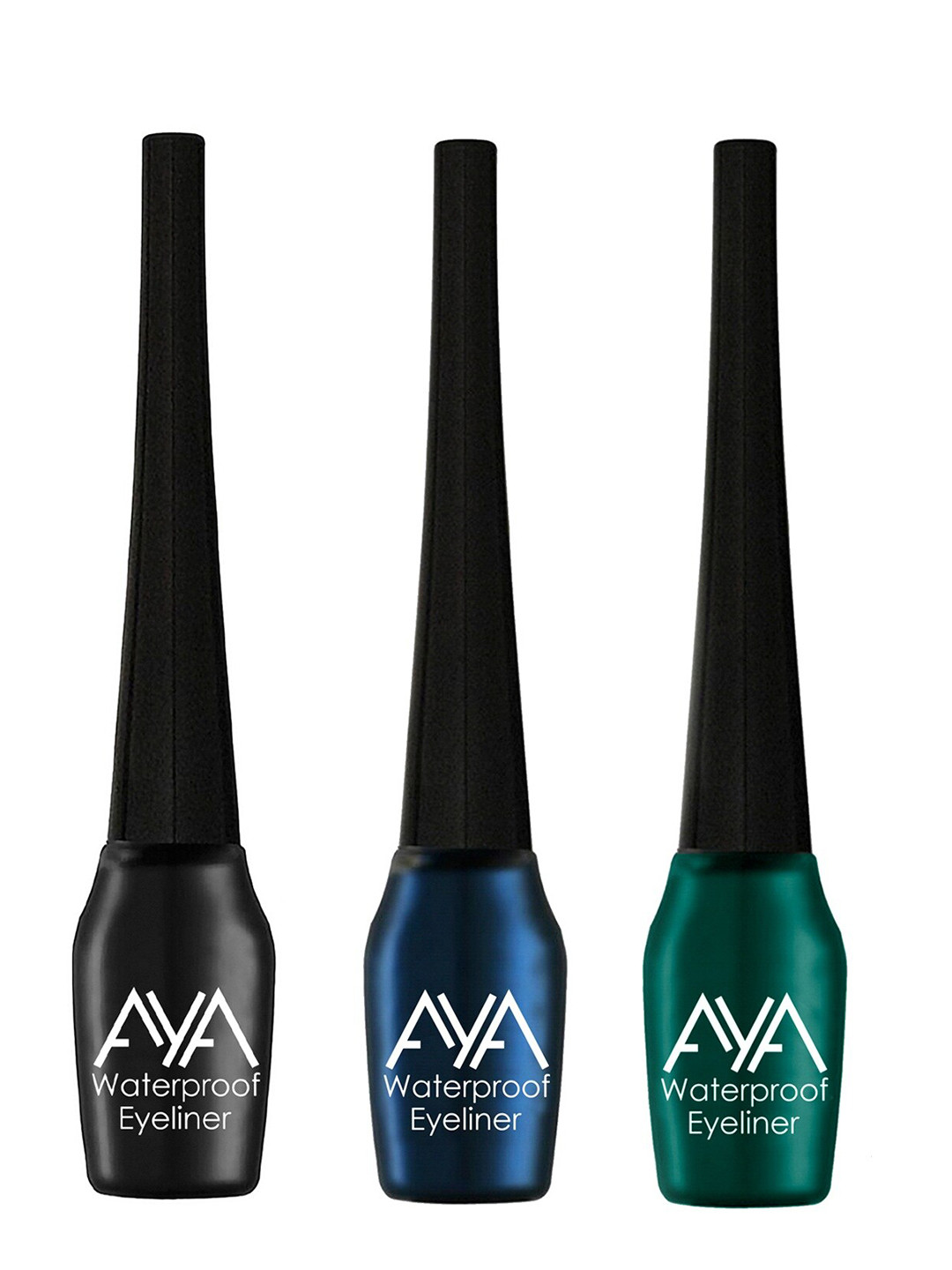 AYA Set of 3 Waterproof Liquid Eyeliner - Black, Blue, Green