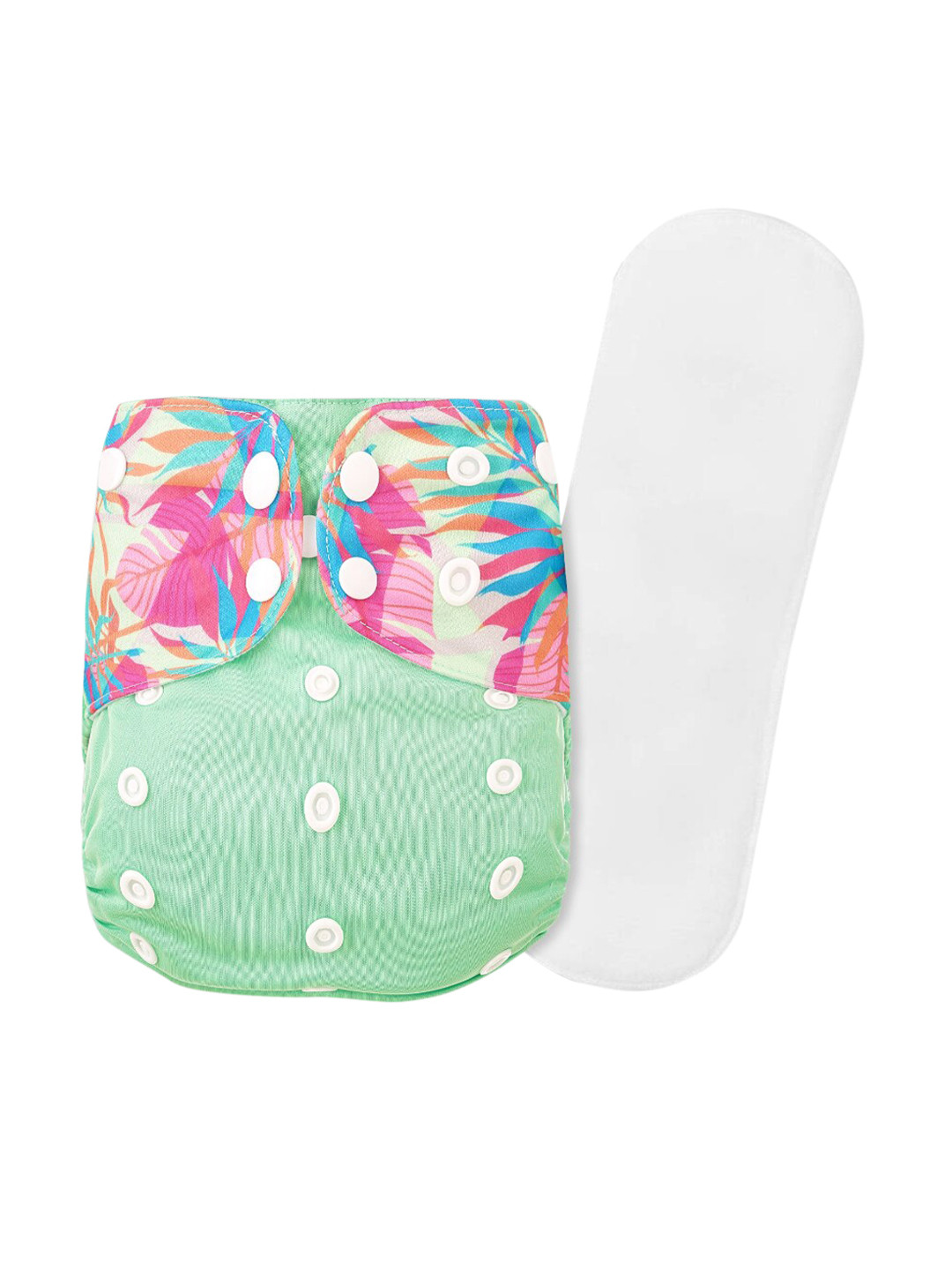 GUCHIGU Infant Kids Green & Pink Printed Soft Baby Cloth Washable Diapers