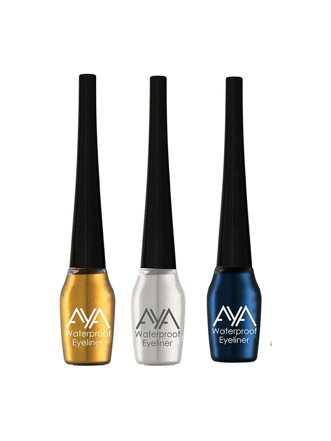 AYA Set of 3 Waterproof Liquid Eyeliner - Golden, Silver, Blue