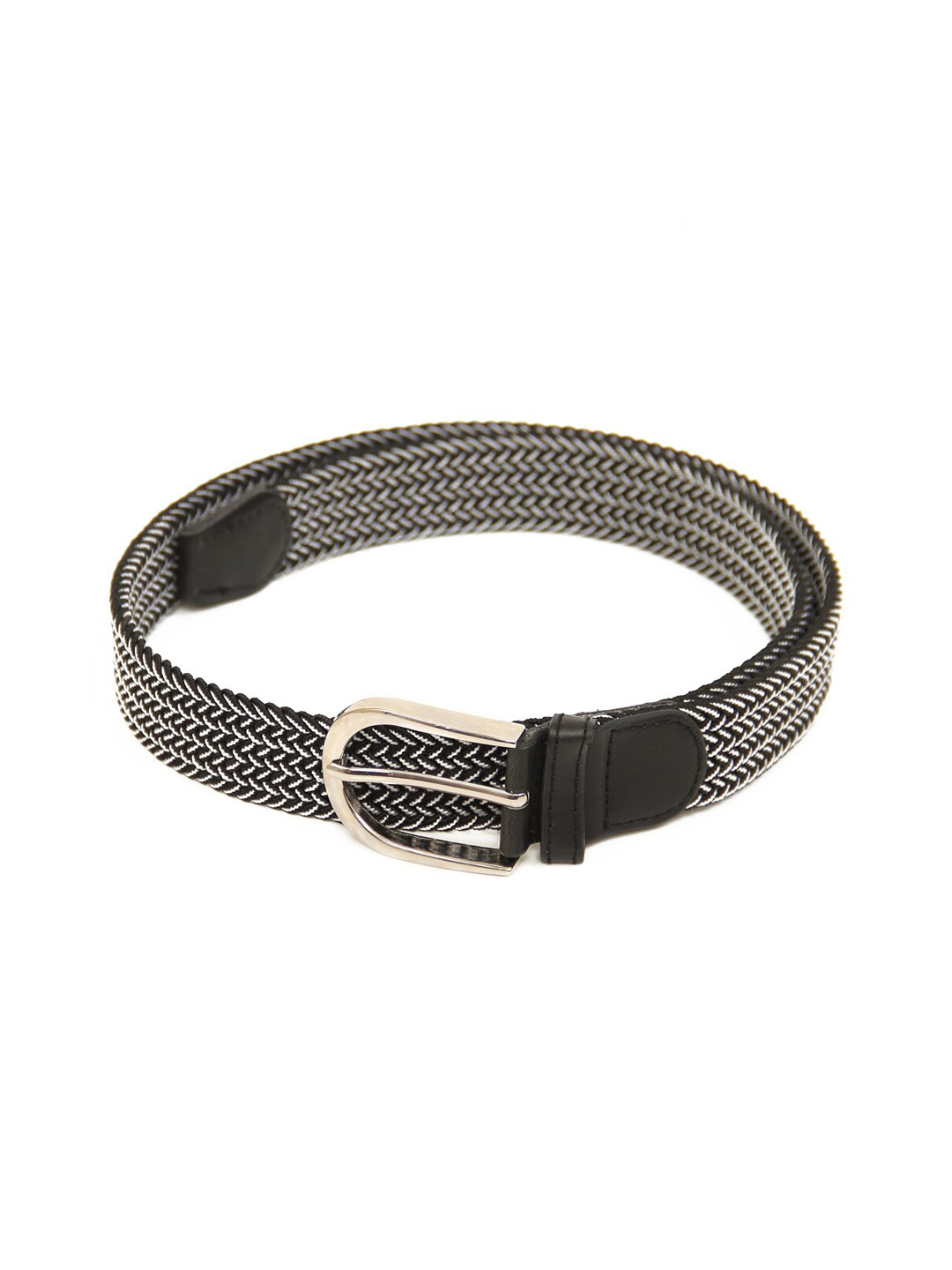 Calvadoss Men Black Braided Stretchable Belt