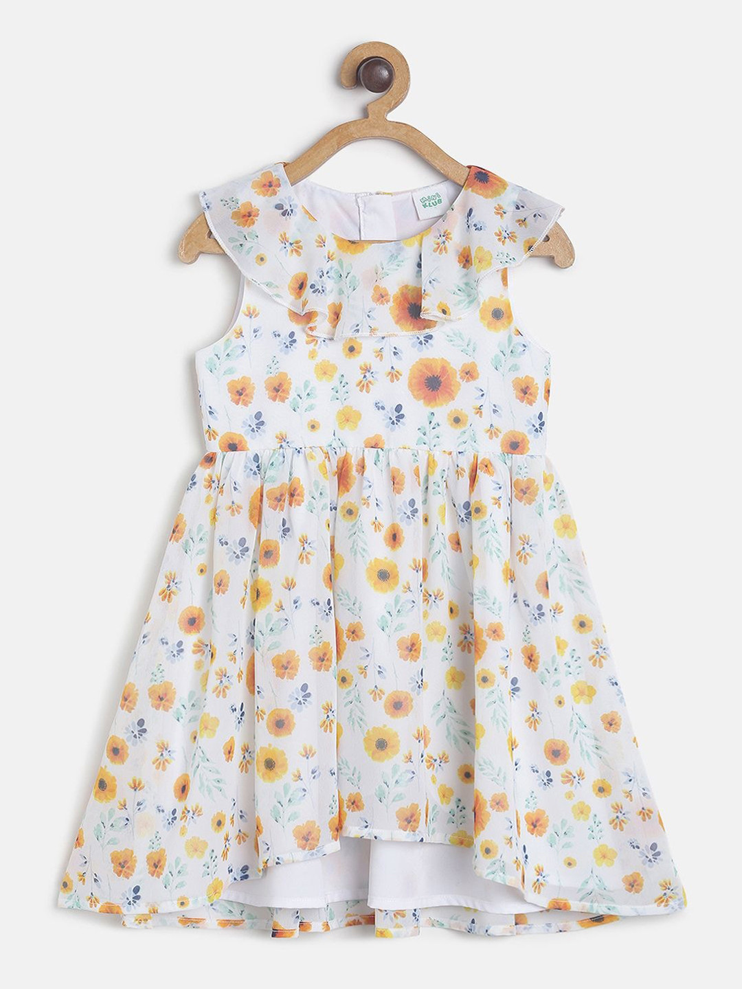 MINI KLUB White & Orange Floral Fit & Flare Dress