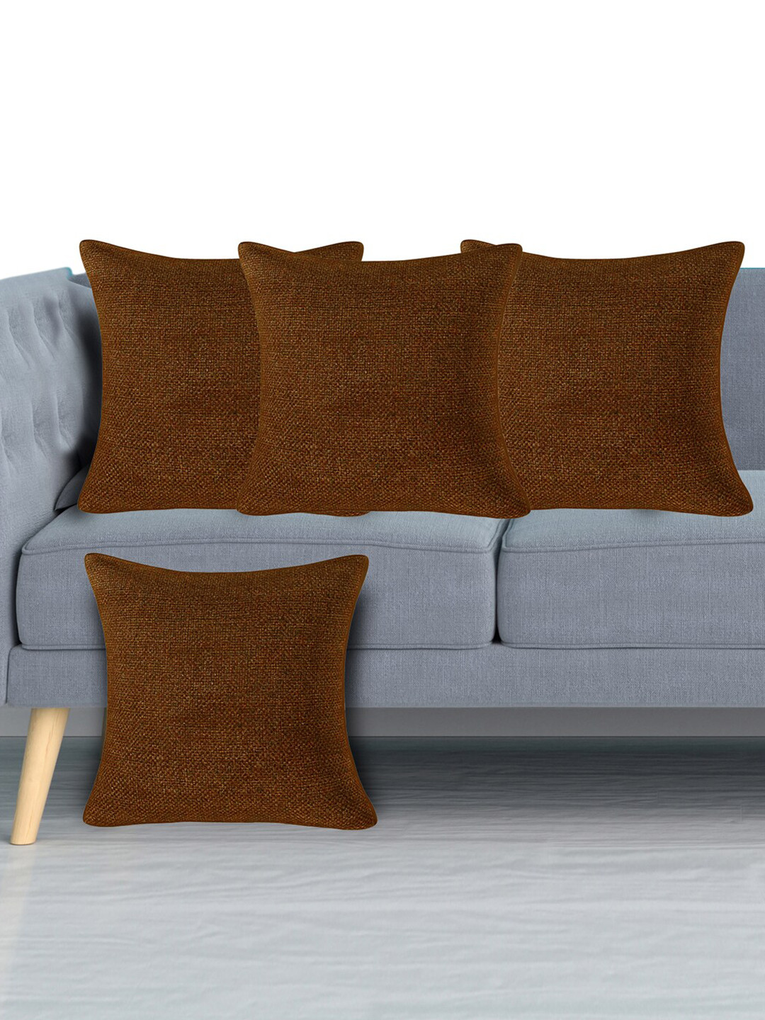 Kuber Industries Brown Set of 4 Square Cushion Covers