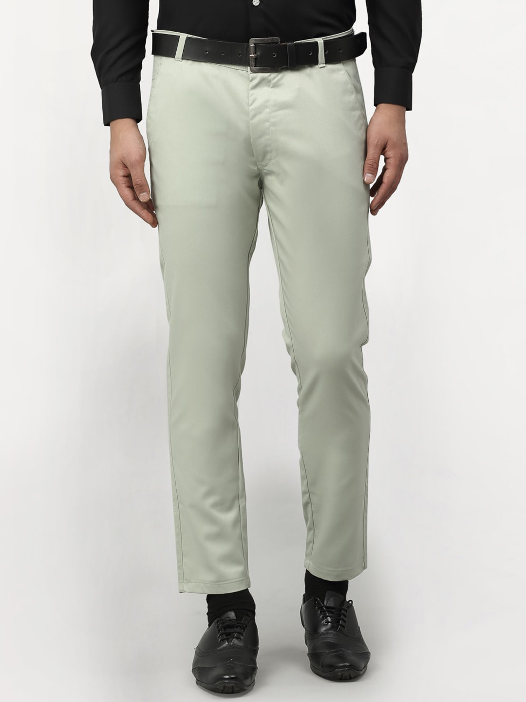 JAINISH Men Sea Green Tapered Fit Chinos Trousers
