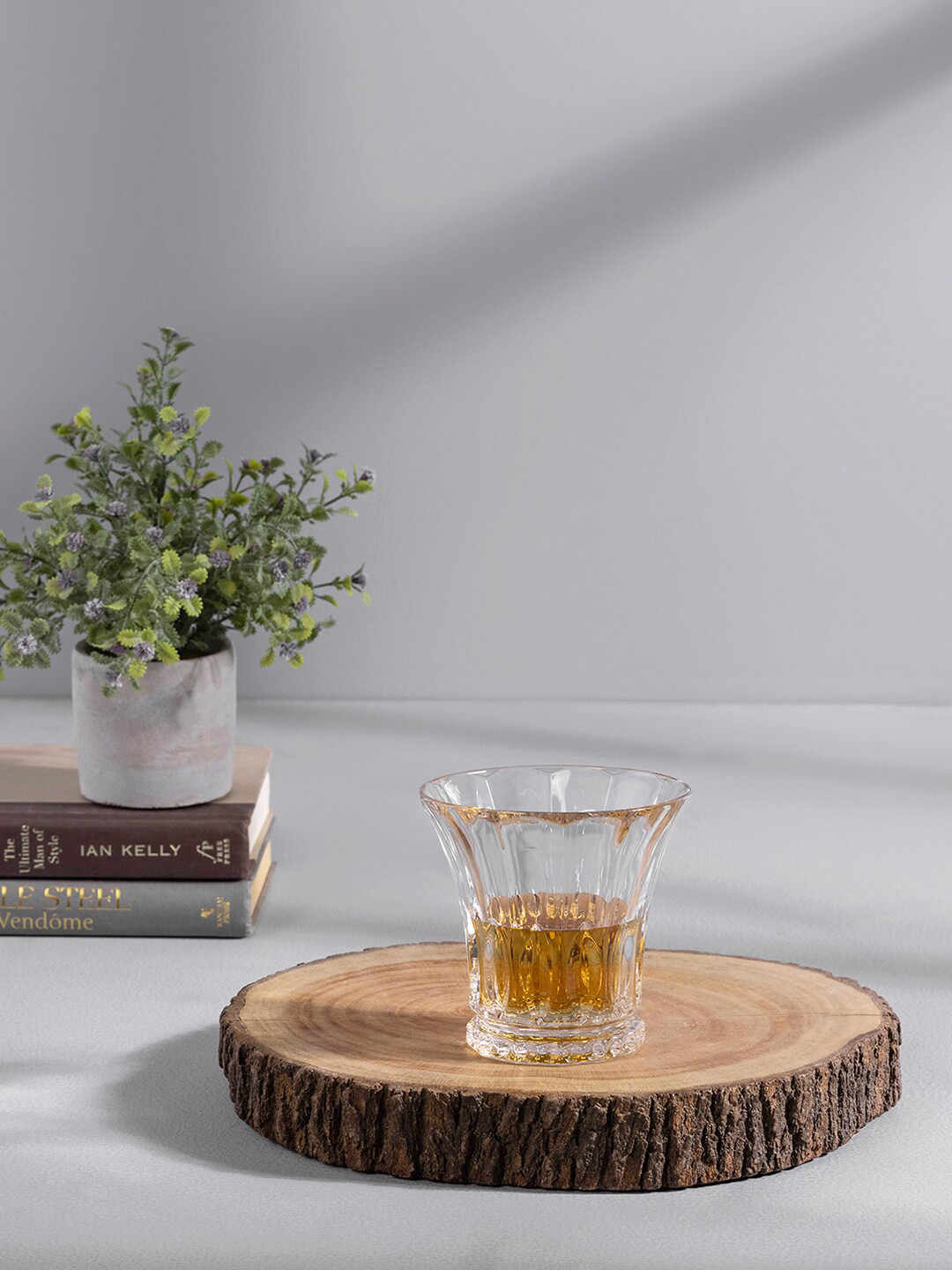 Pure Home and Living Set Of 6 Transparent Textured Whisky Glass