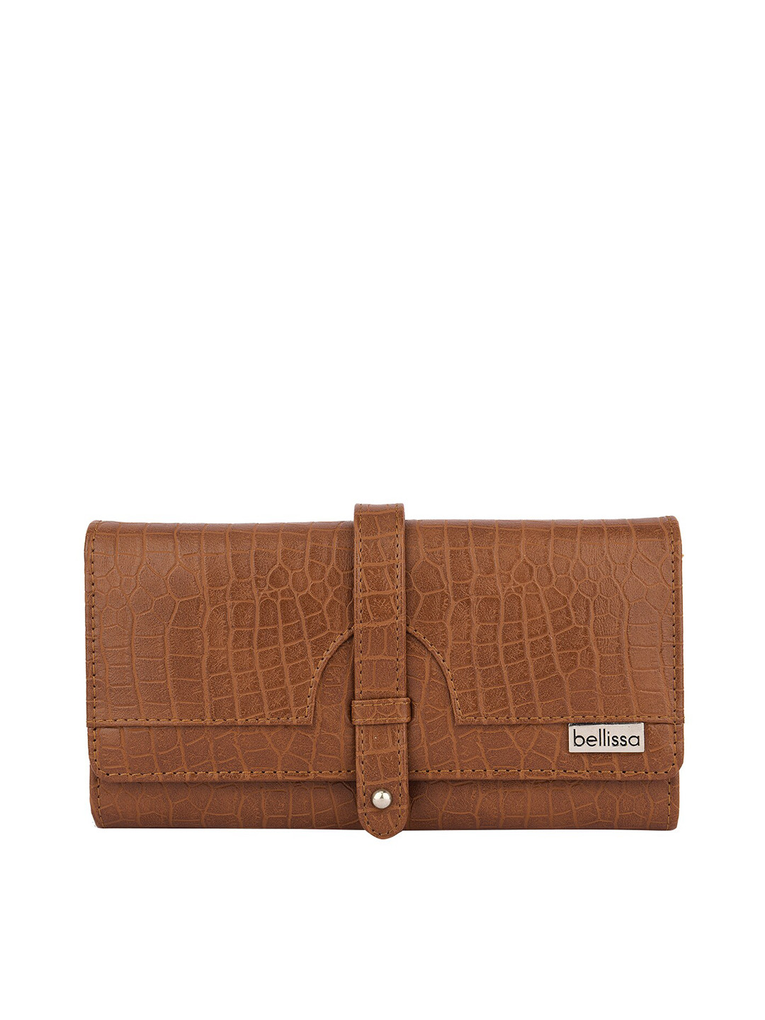 Bellissa Women Tan Animal Textured PU Two Fold Wallet