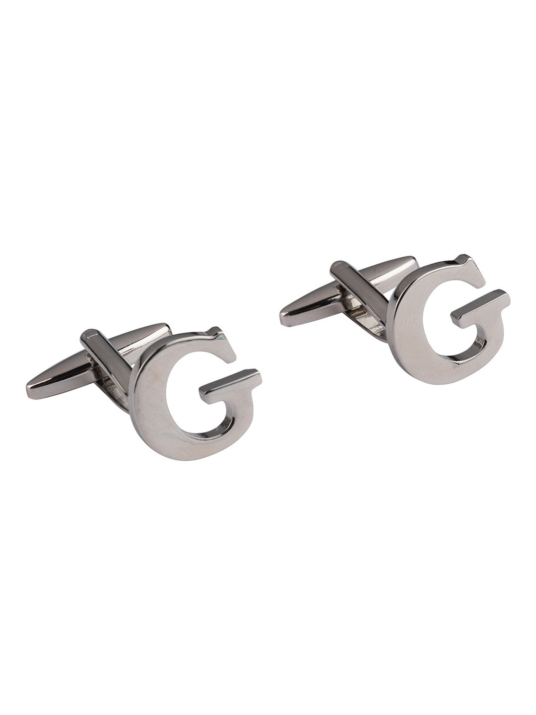 The Tie Hub Silver-Toned Alphabet G Cufflinks