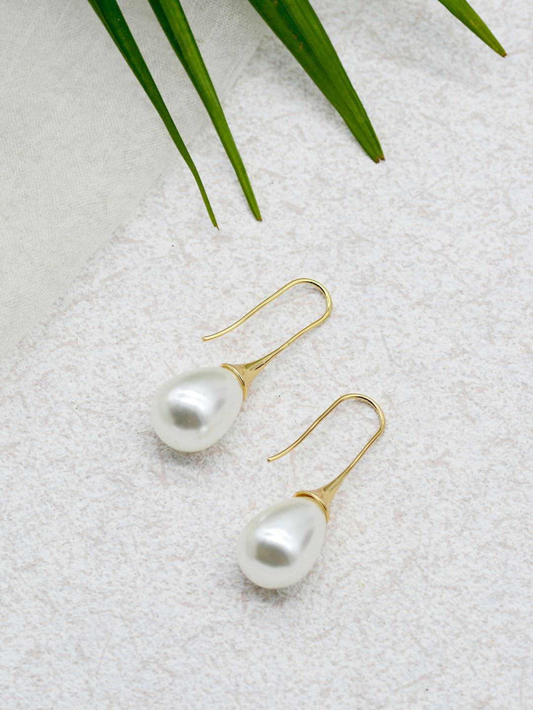 JOKER & WITCH Gold-Toned & Pearl Handcrafted Contemporary Drop Earrings