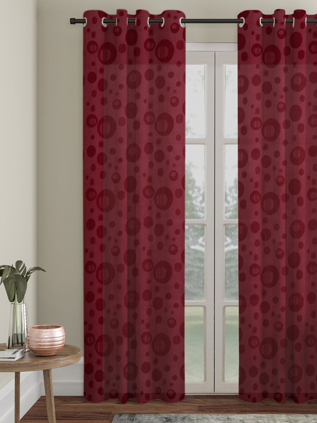 HOSTA HOMES Maroon Geometric Door Curtain